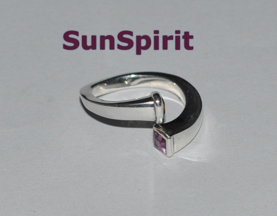 Ring aus Sterlingsilber mit bolivianischem Amethyst und Citrin – Größe 0 – 12 mm Durchmesser
