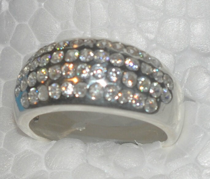 Dazzling Brilliance: Sterling Silver Statement Ring with Cubic Zirconia AAAAA Round Melee Stones