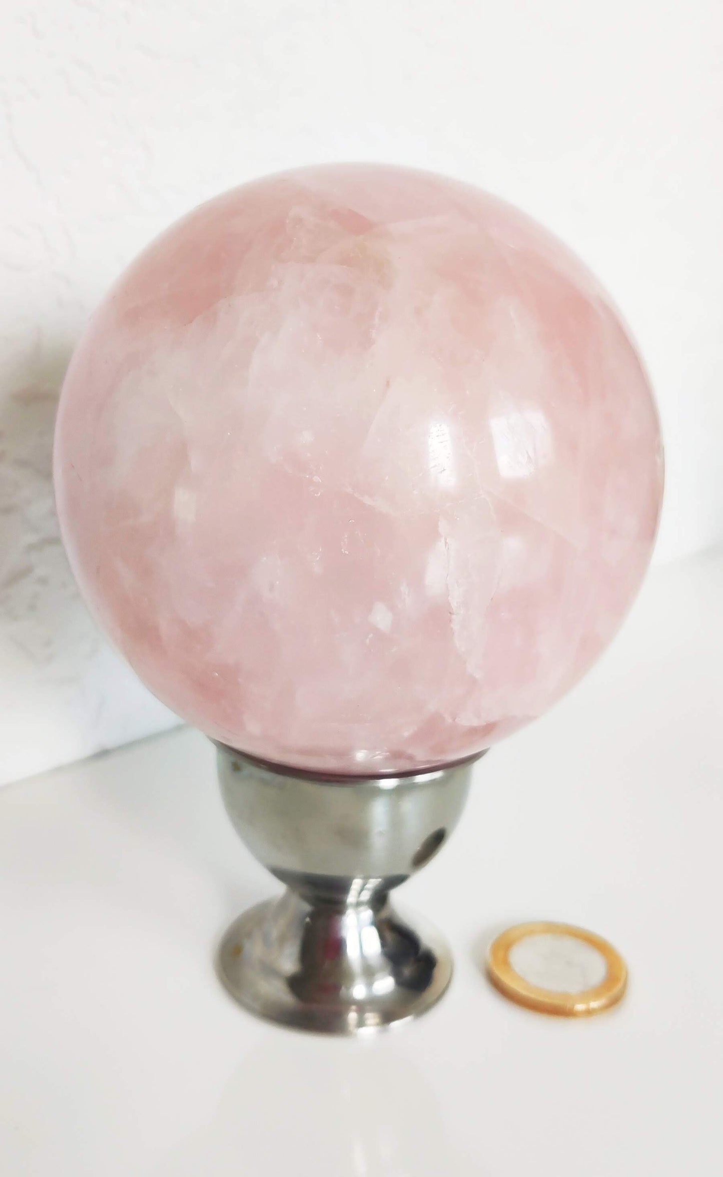 Radiant Love - Handcrafted 3.5" Rose Quartz Sphere for Healing and Decoration