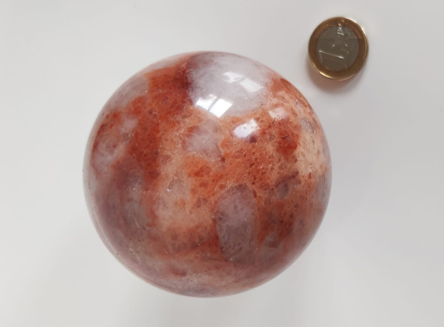 Brazilian Hematoid Quartz Sphere - 79.6mm Diameter - 704g - Healing Crystal, Home Decor
