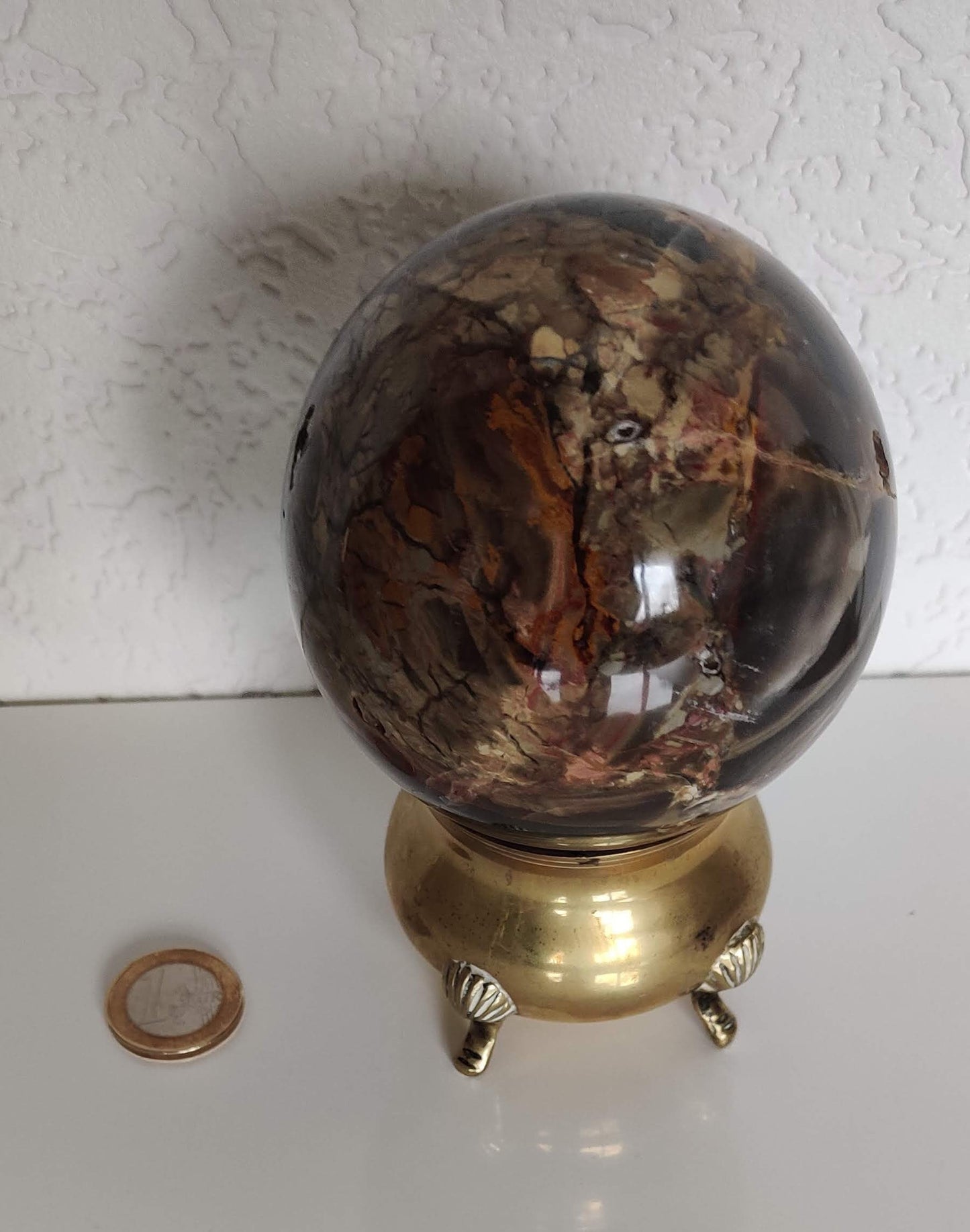 Brazilian Monet Jasper Harmony Sphere - 81mm Diameter - 727 grams - Grounding Crystal, Spiritual Home Decor